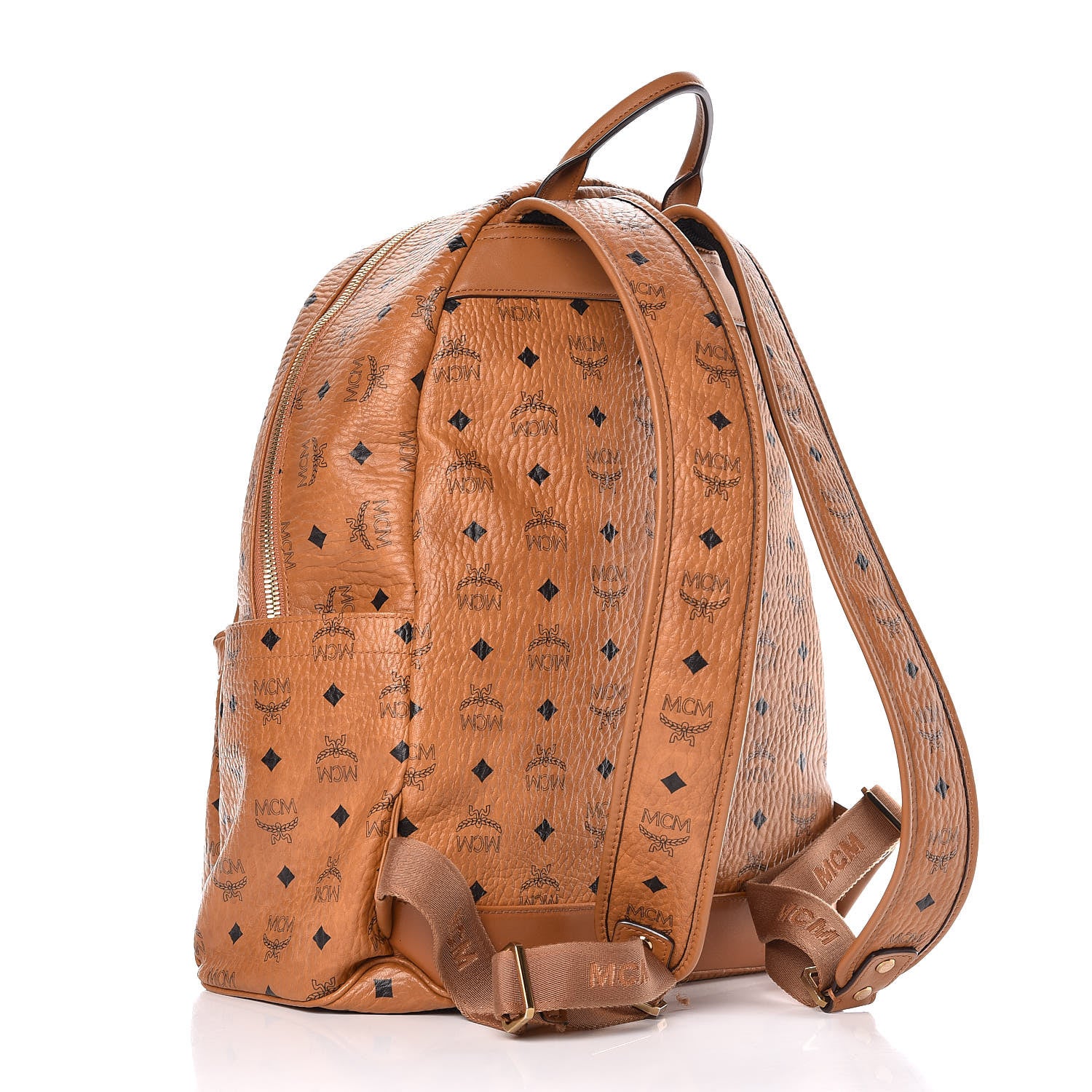MCM Visetos Chevron Stripe Medium Stark Backpack Cognac 3 of 10