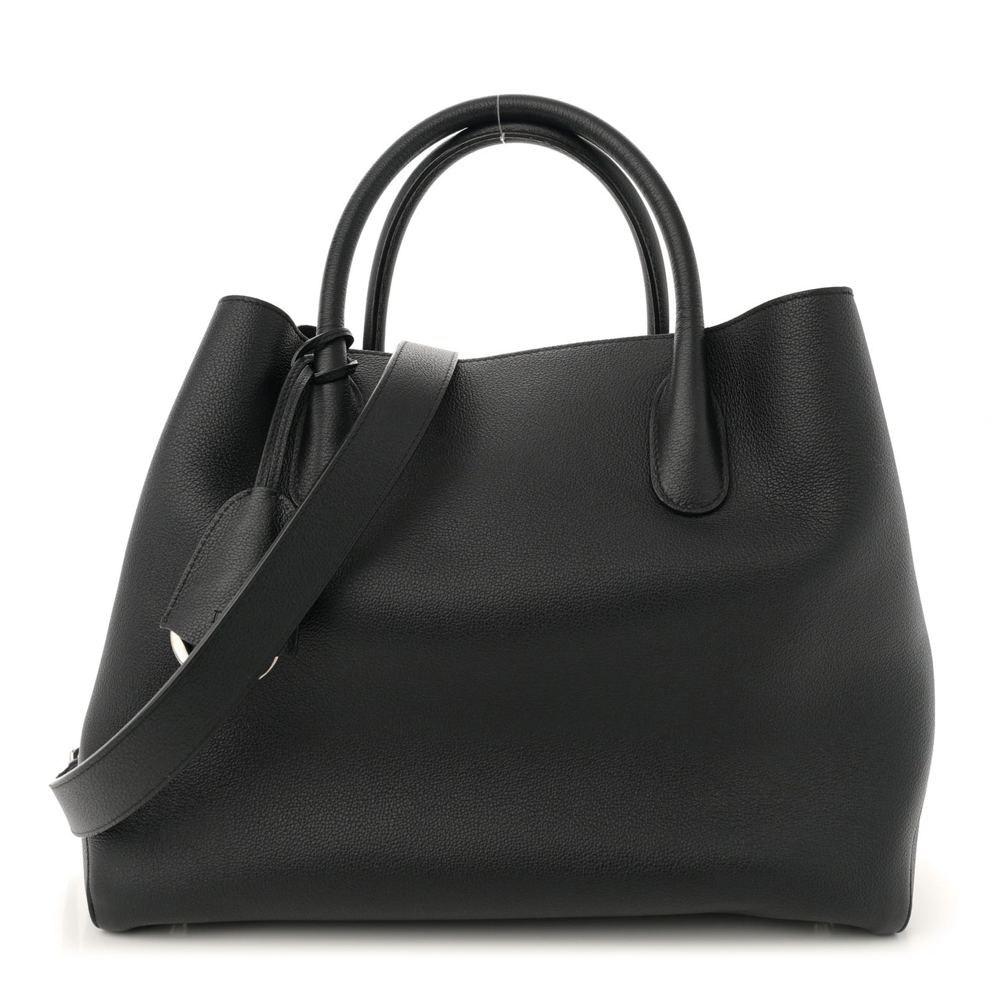 Supple Grained Calfskin Large Open Bar Tote Black