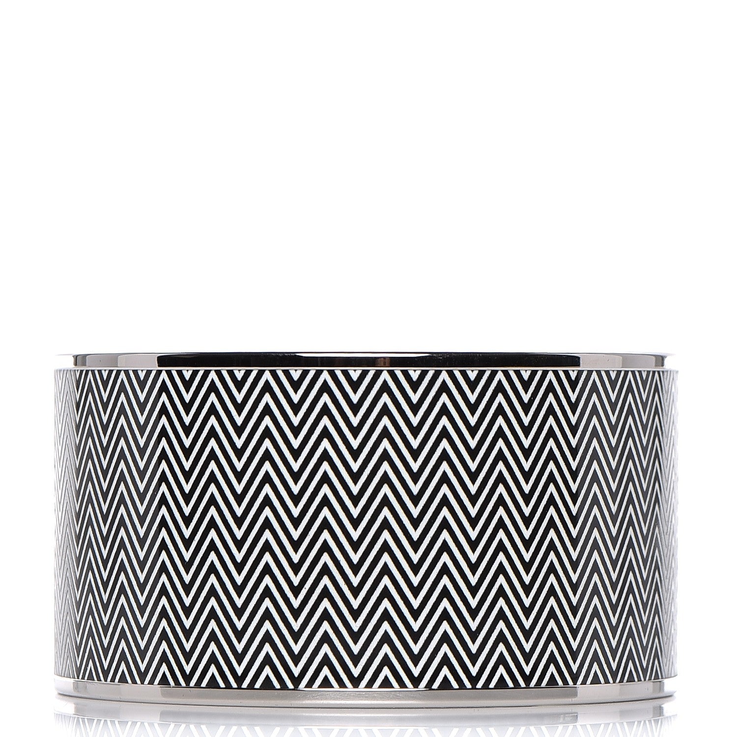 Hermes Enamel Printed Extra Wide Chevron Bracelet 65 Black 1 of 6