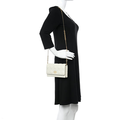Christian Dior Supple Calfskin Caro Pouch with Chain Latte 2 of 10