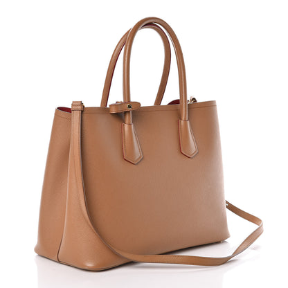 Prada Saffiano Cuir Large Double Bag Caramel Fuoco 3 of 14