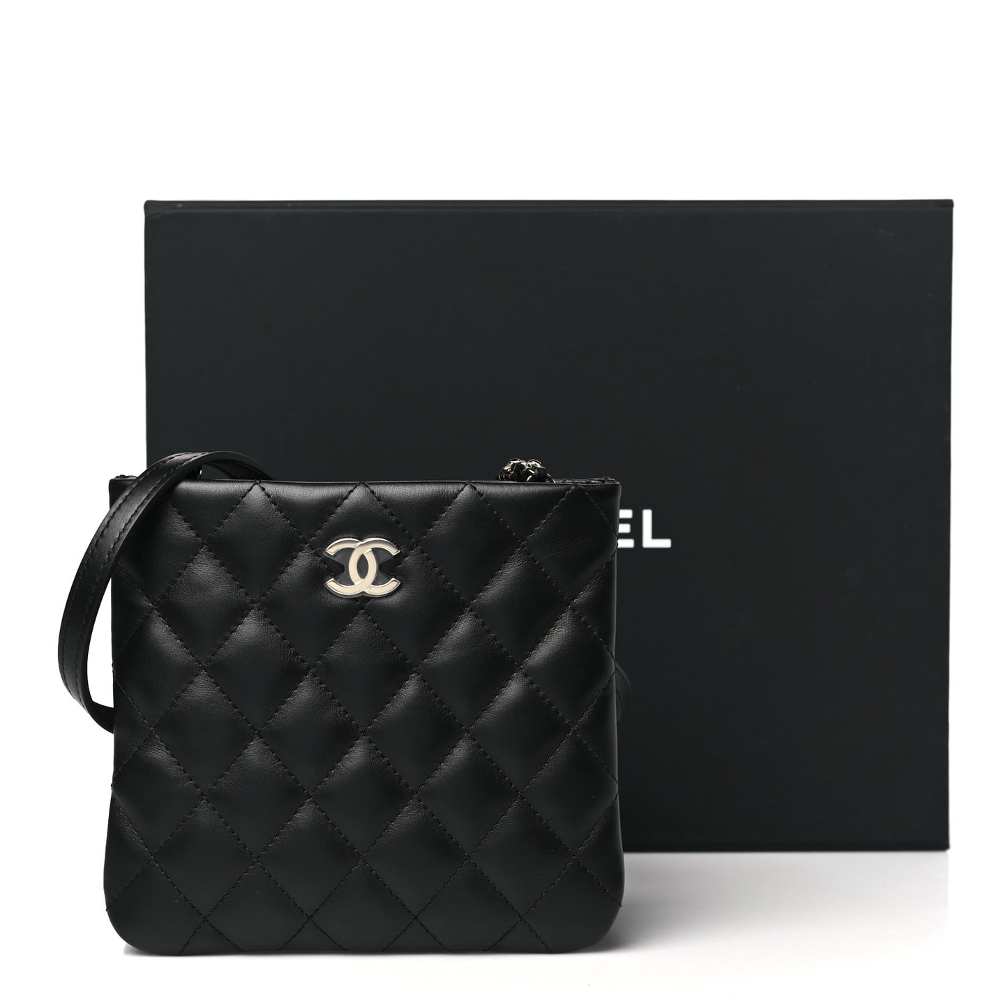 Lambskin Quilted Uniform Crossbody Bag Black