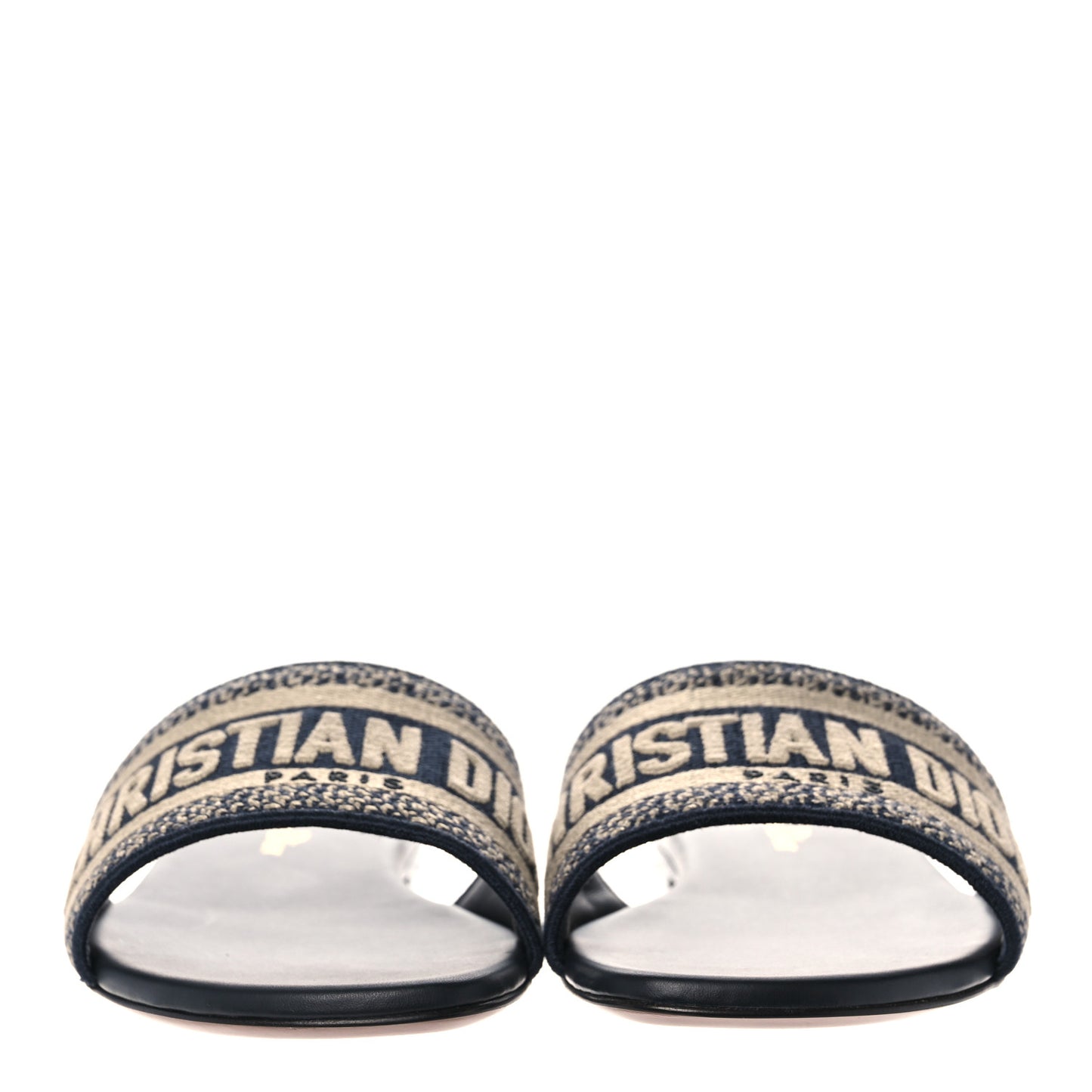 Canvas Embroidered Dway Mules Slide Sandals 36 Deep Blue