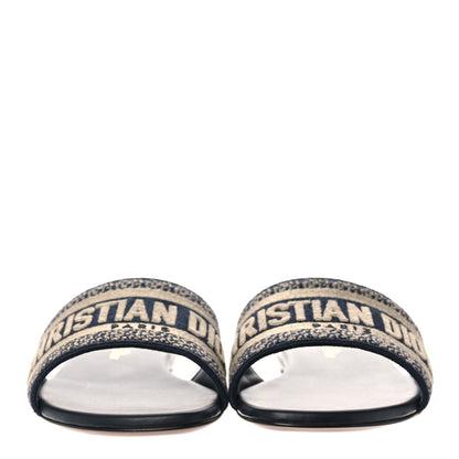 Christian Dior Canvas Embroidered Dway Mules Slide Sandals 36 Deep Blue 2 of 9