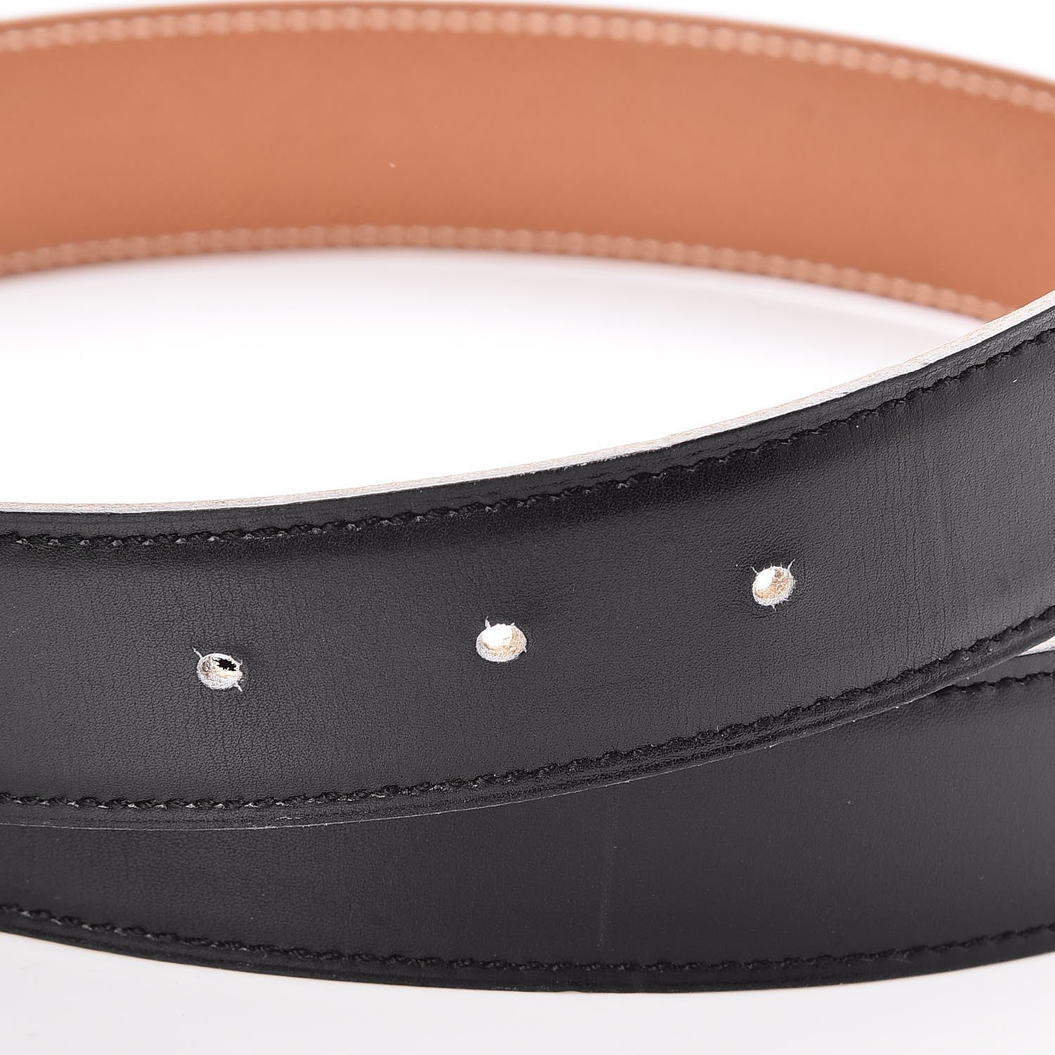 Hermes Courchevel Box 32mm Belt Strap 80 Gold Black 5 of 6