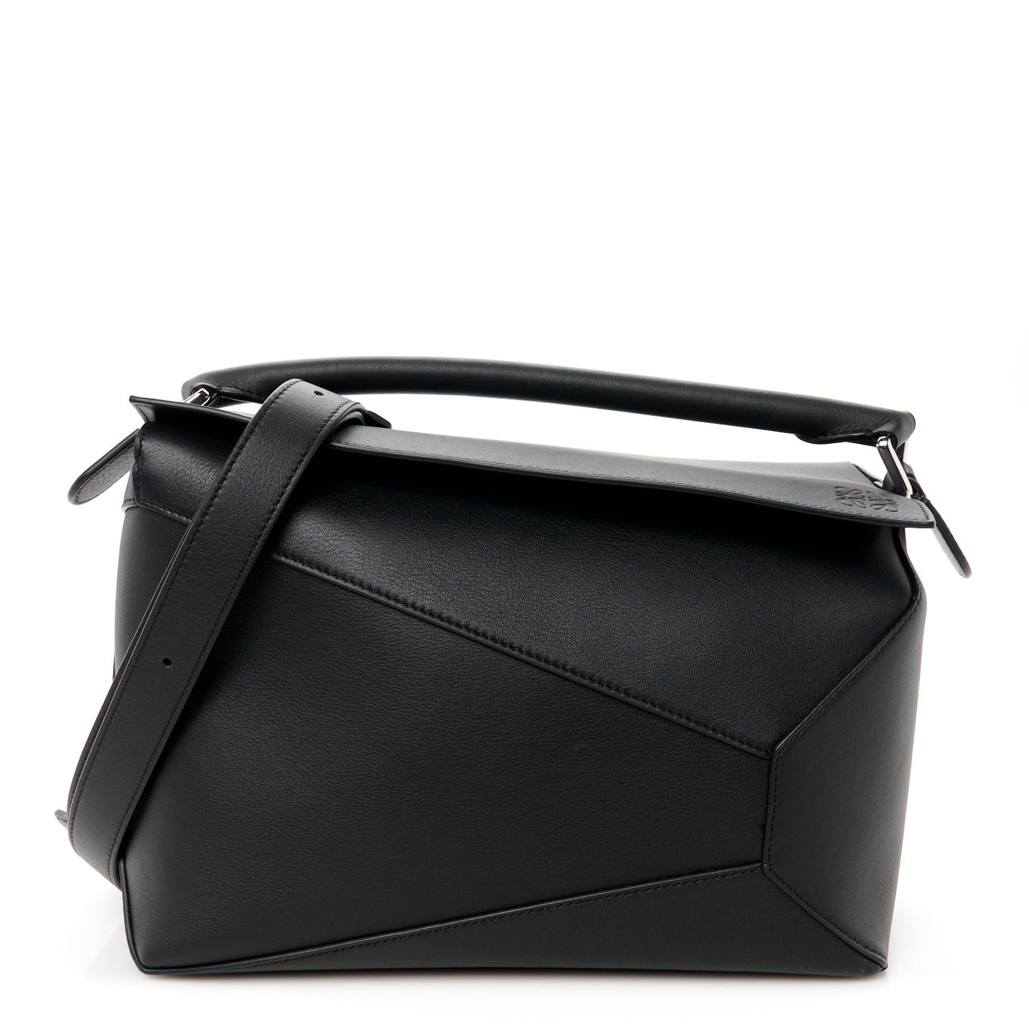 Calfskin Medium Puzzle Edge Bag Black
