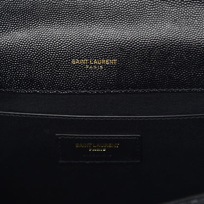 Saint Laurent Grain De Poudre Textured Mixed Matelasse Triquilt Medium Monogram Satchel Black 8 of 10