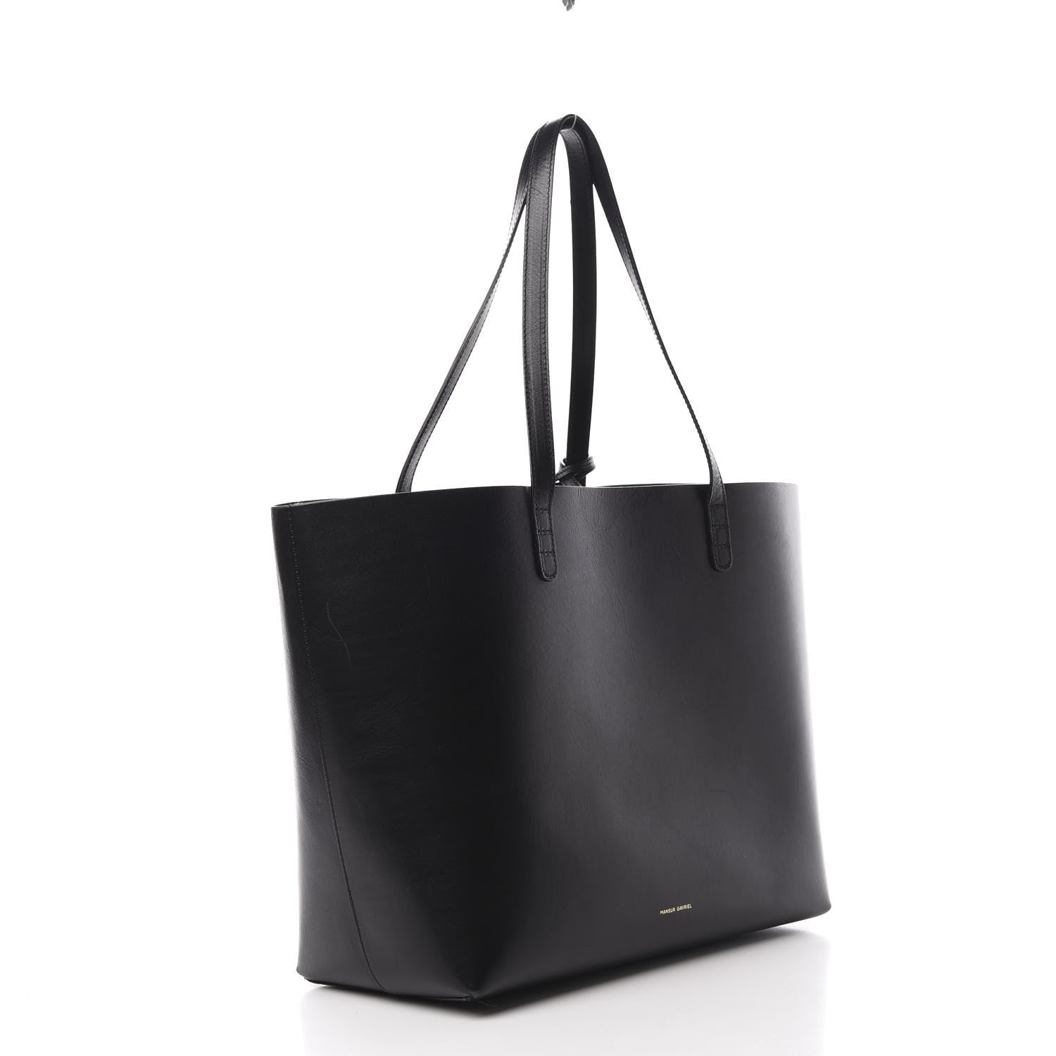 Mansur Gavriel Smooth Calfskin Large Shopping Tote Black Argento 4 of 17