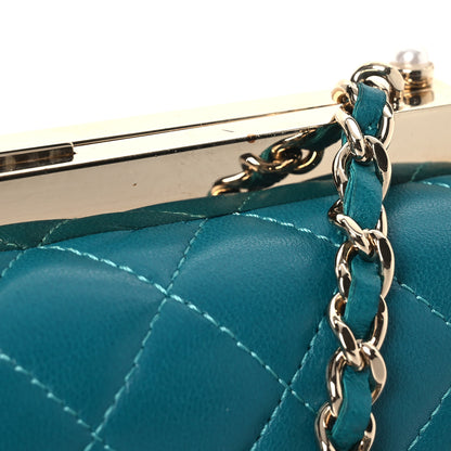 Chanel Lambskin Quilted Pearl CC Vanity Case Turquoise 12 of 15