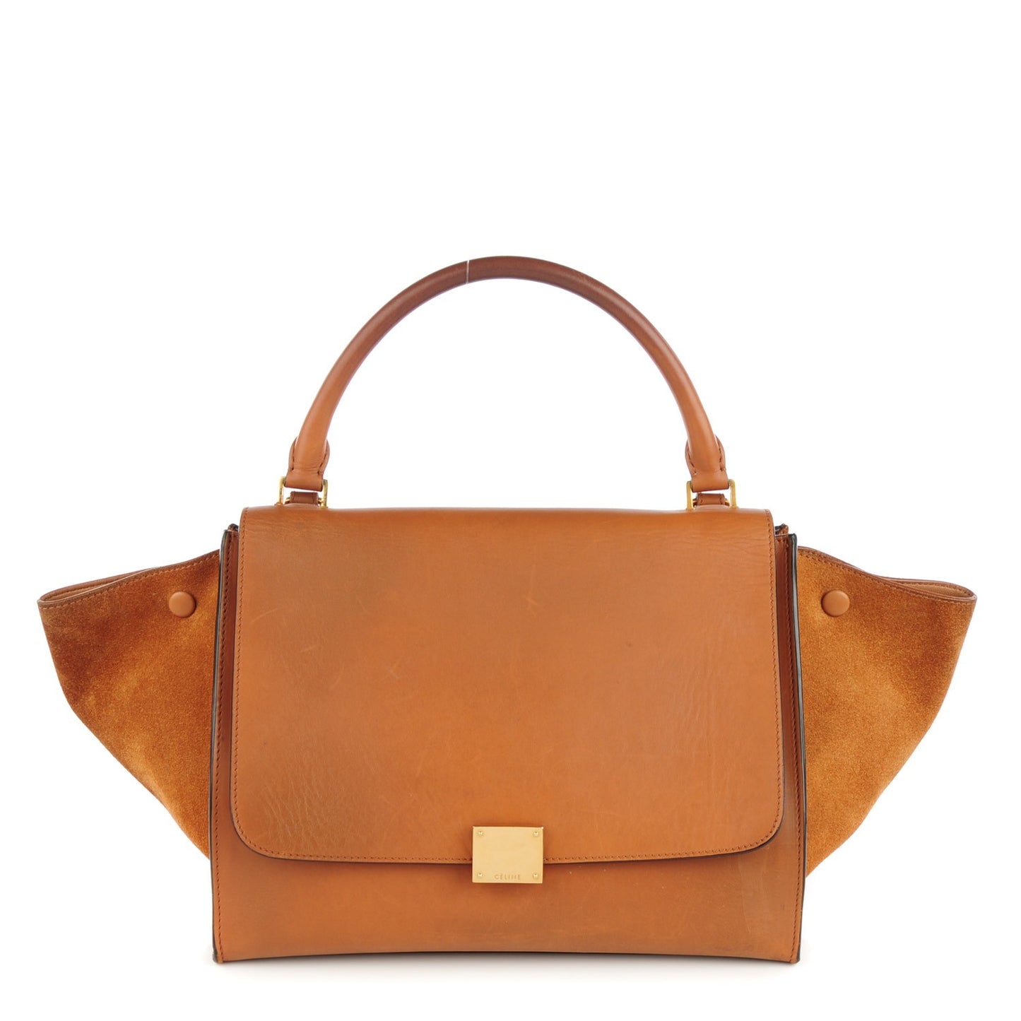 Natural Calfskin Suede Medium Trapeze Tan