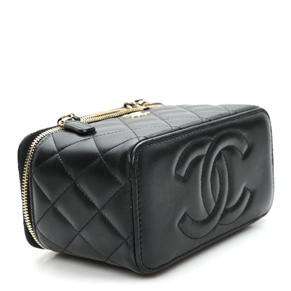 Chanel Lambskin Quilted Small Top Handle Vanity Case With Chain Black 4 of 12