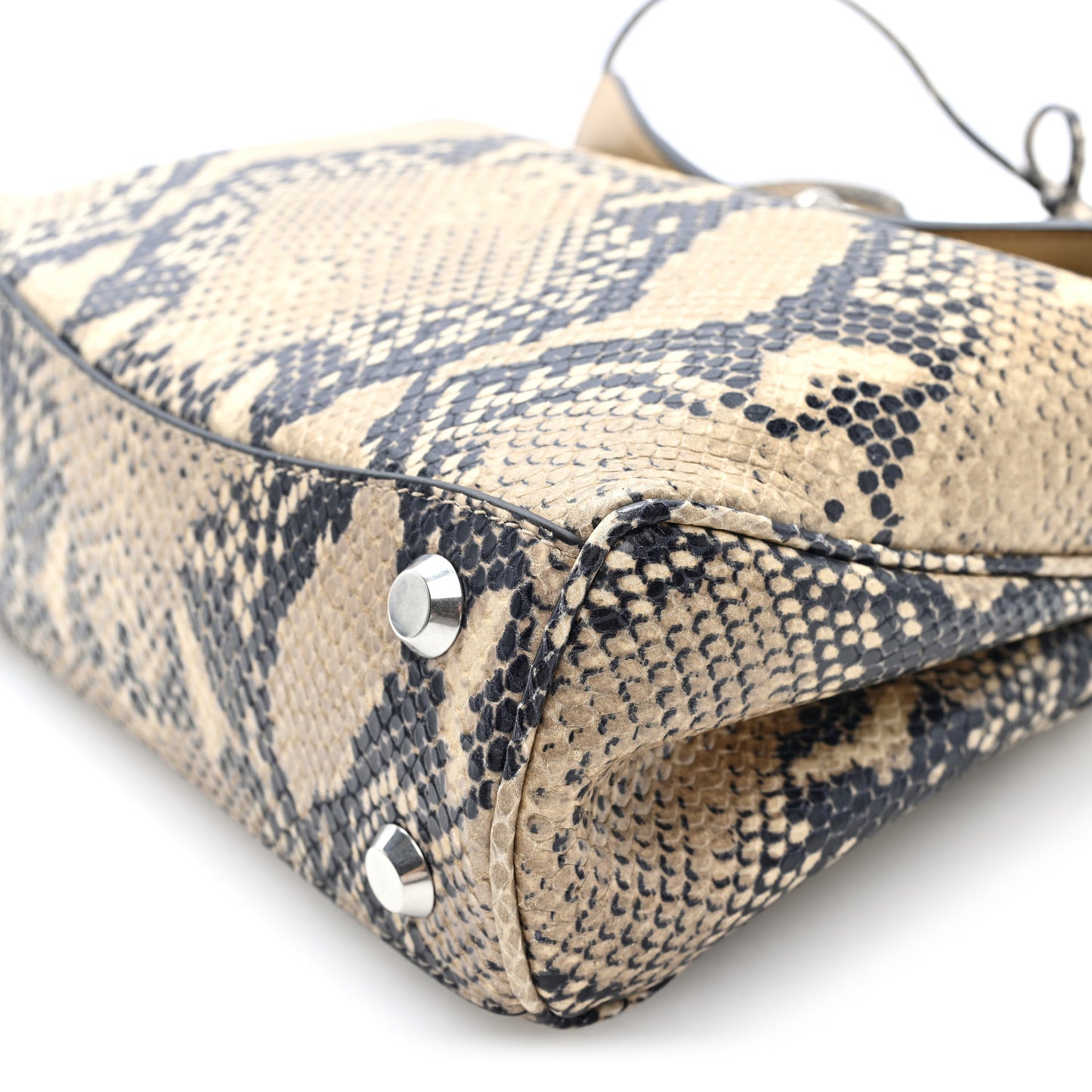 Snakeskin Embossed Calfskin Mini Rodeo Top Handle Handbag Natural