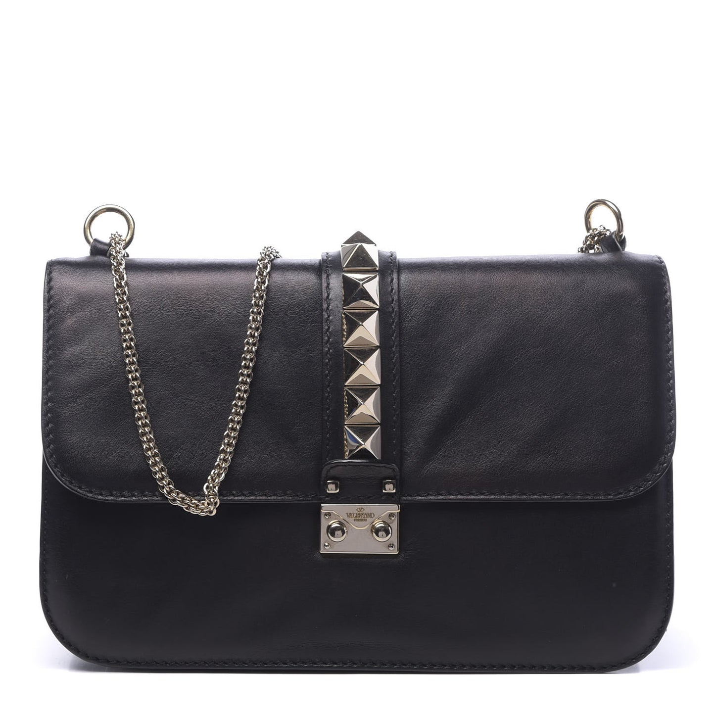 Vitello Medium Glam Lock Rockstud Flap Black