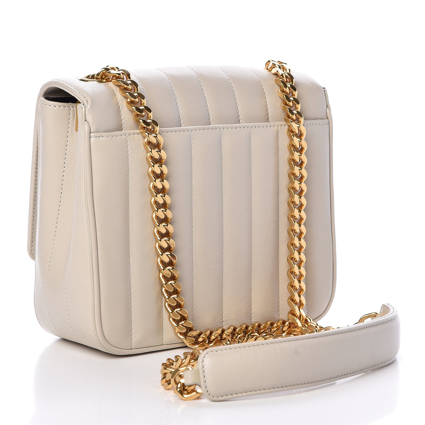 Lambskin Matelasse Monogram Medium Vicky Chain Bag Crema Soft