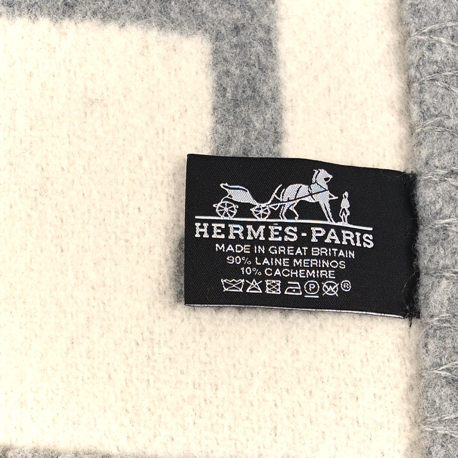 Hermes Wool Cashmere Avalon III Blanket Ecru Gris Clair 3 of 3