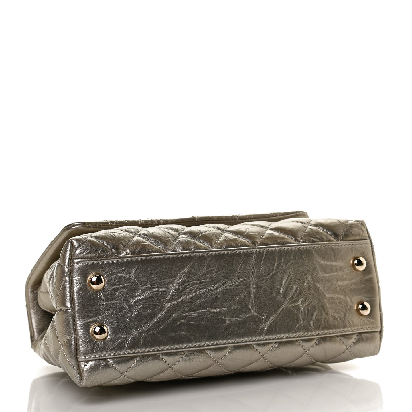 Metallic Aged Calfskin Quilted Mini Coco Handle Flap Gold