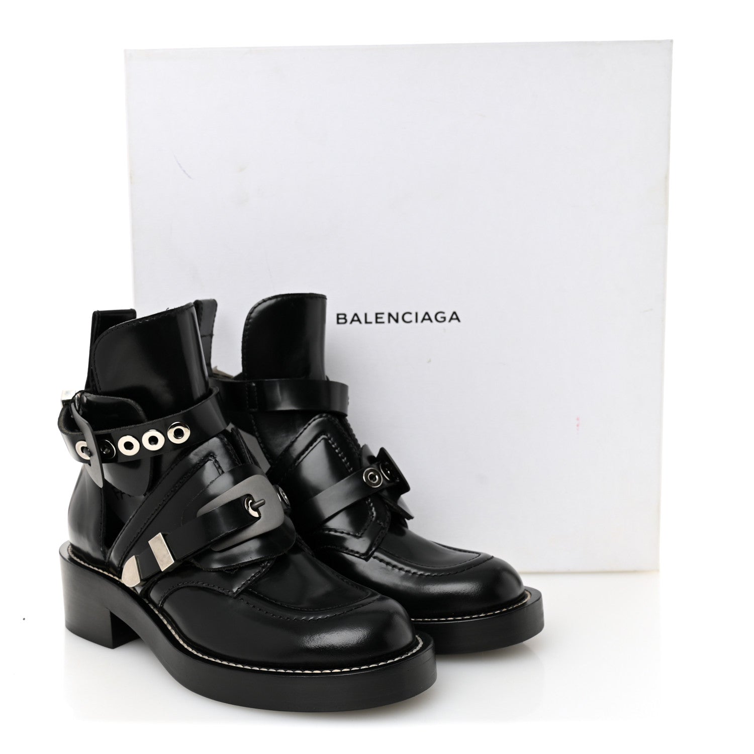 Balenciaga Brushed Calfskin Ceinture Ankle Boots 36.5 Black 9 of 9