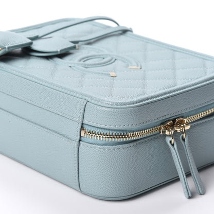 Chanel Caviar Quilted Medium CC Filigree Vanity Case Light Blue 6 of 9
