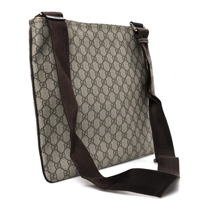 Gucci GG Supreme Monogram Medium Flat Messenger Bag Dark Brown 3 of 10