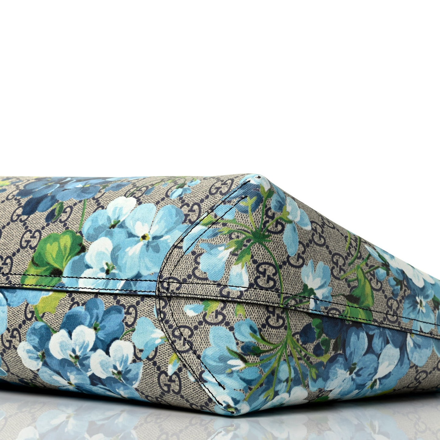 GG Supreme Monogram Blooms Medium Reversible Tote Beige Blue Navy