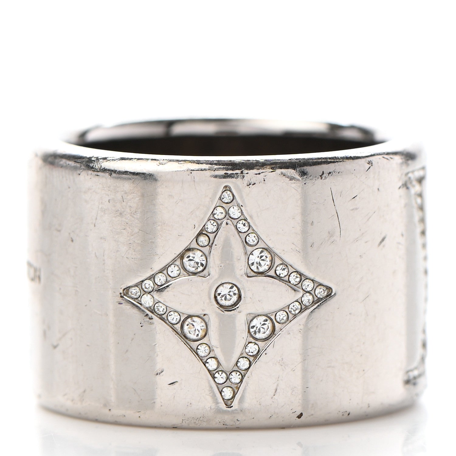 Louis Vuitton Crystal LV Strass Ring M Silver 8 of 8