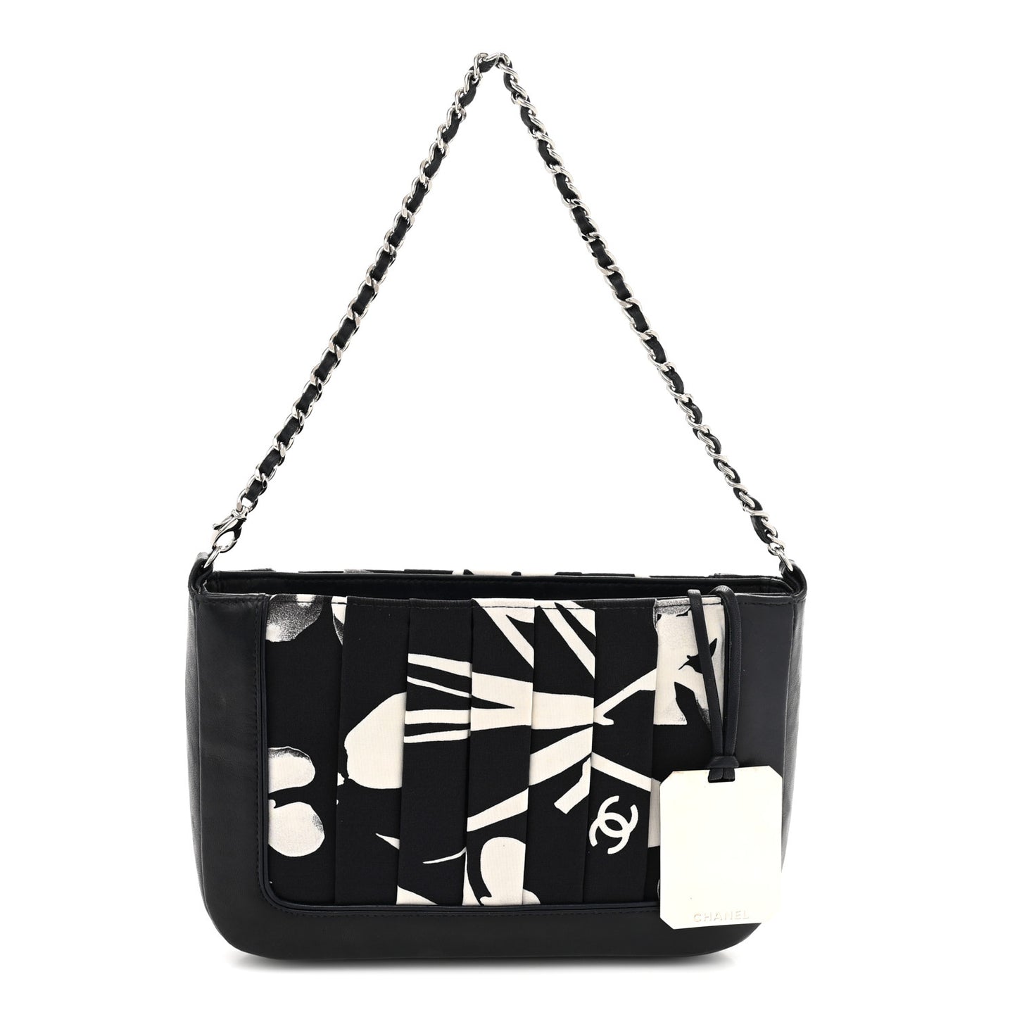 Lambskin Fabric Pleated Symbols Pochette Navy