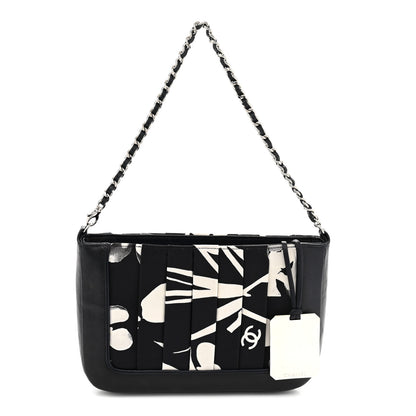 Chanel Lambskin Fabric Pleated Symbols Pochette Navy 3 of 12