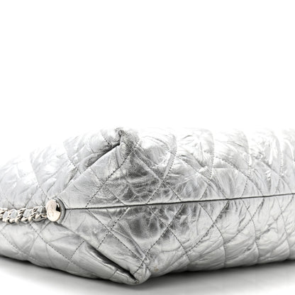Chanel Metallic Crackled Calfskin Quilted Large Big Bang Hobo Silver 9 of 13