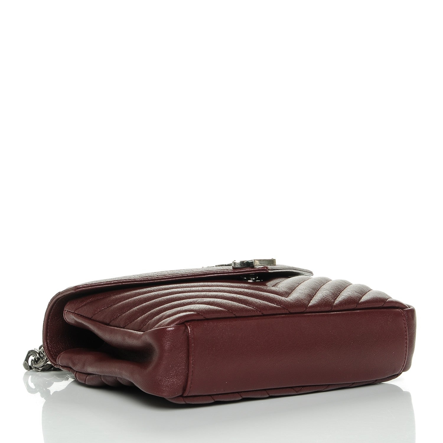 Saint Laurent Sheepskin Matelasse Chevron Monogram Medium College Bag Rouge Legion 4 of 6
