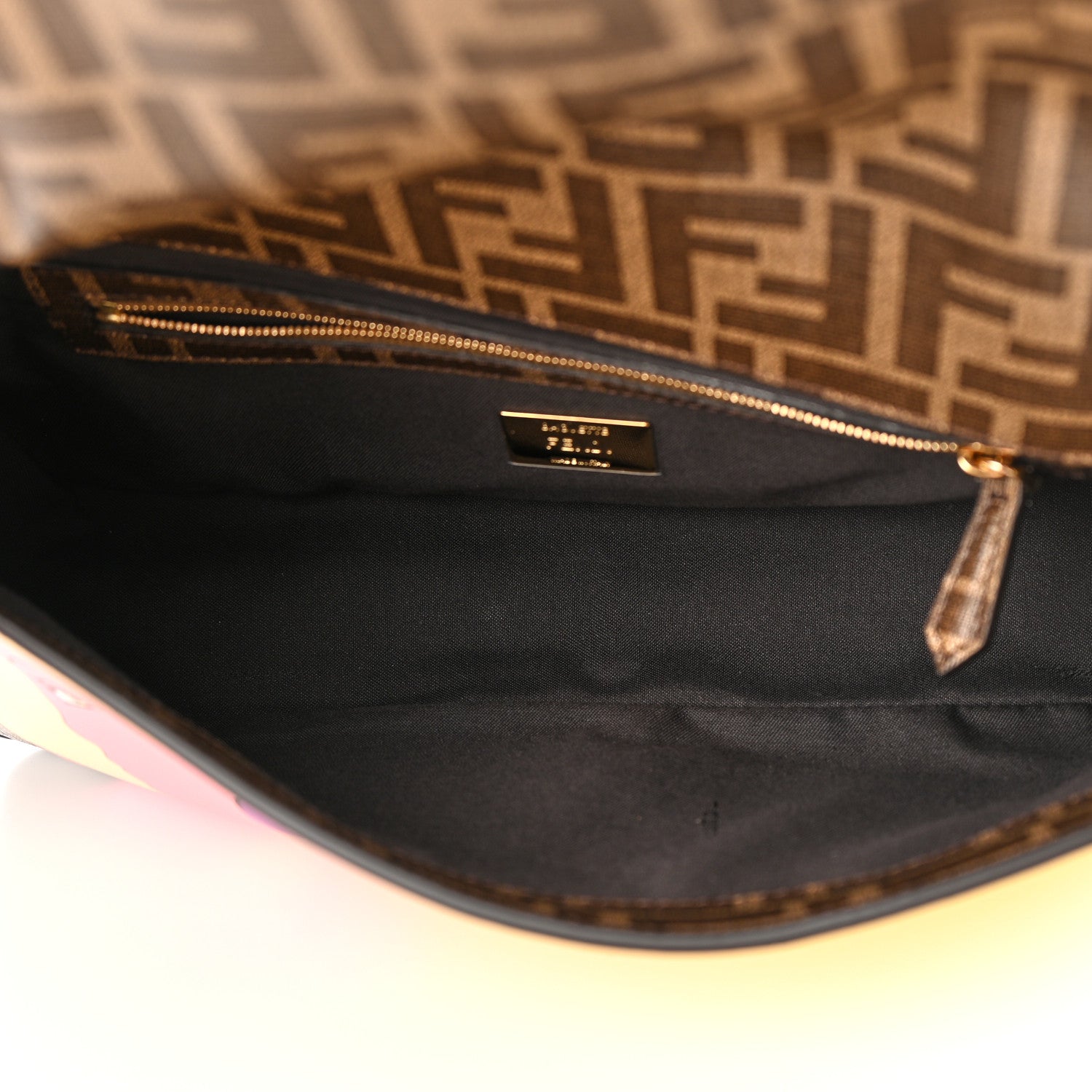 Fendi Glazed Fabric FF 1974 Hairdo Girls Inlay Baguette Mogano Panna Multicolor 5 of 12