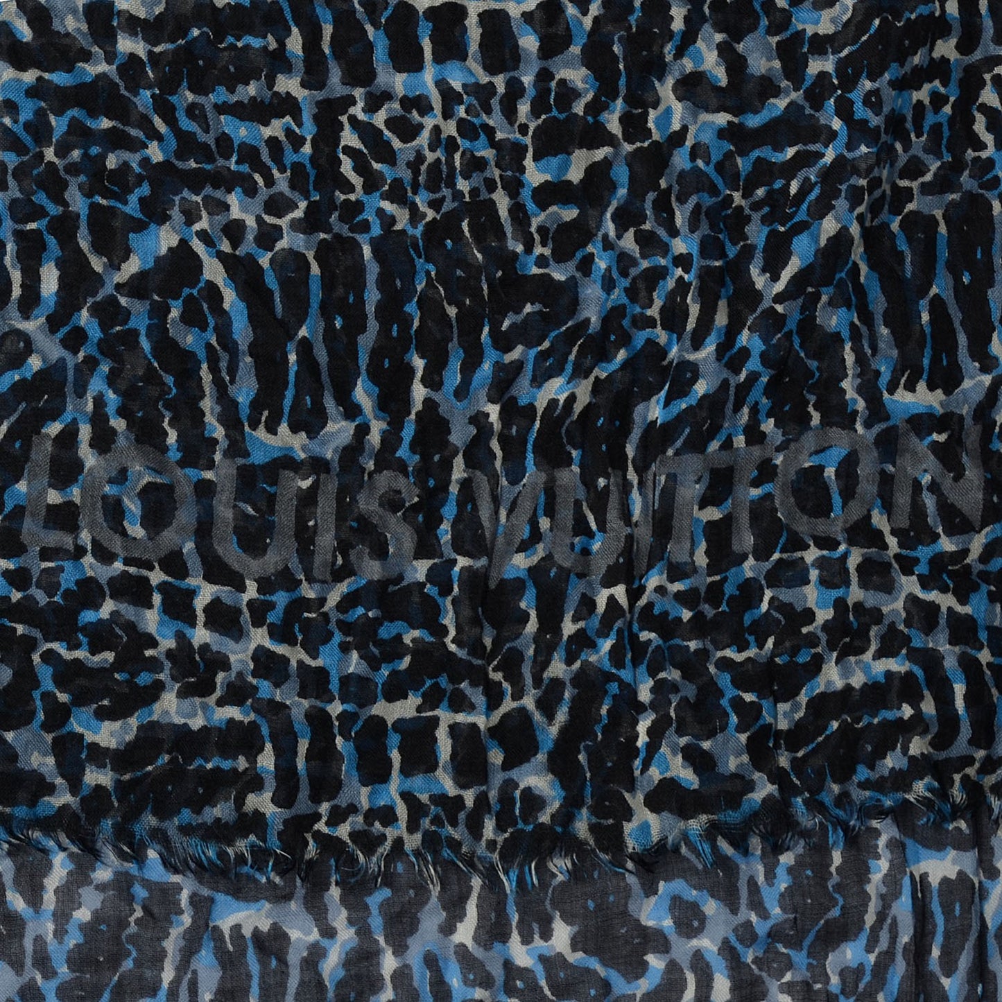 Cashmere Silk Leopard Stole Blue