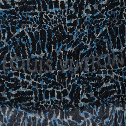 Louis Vuitton Cashmere Silk Leopard Stole Blue 4 of 6