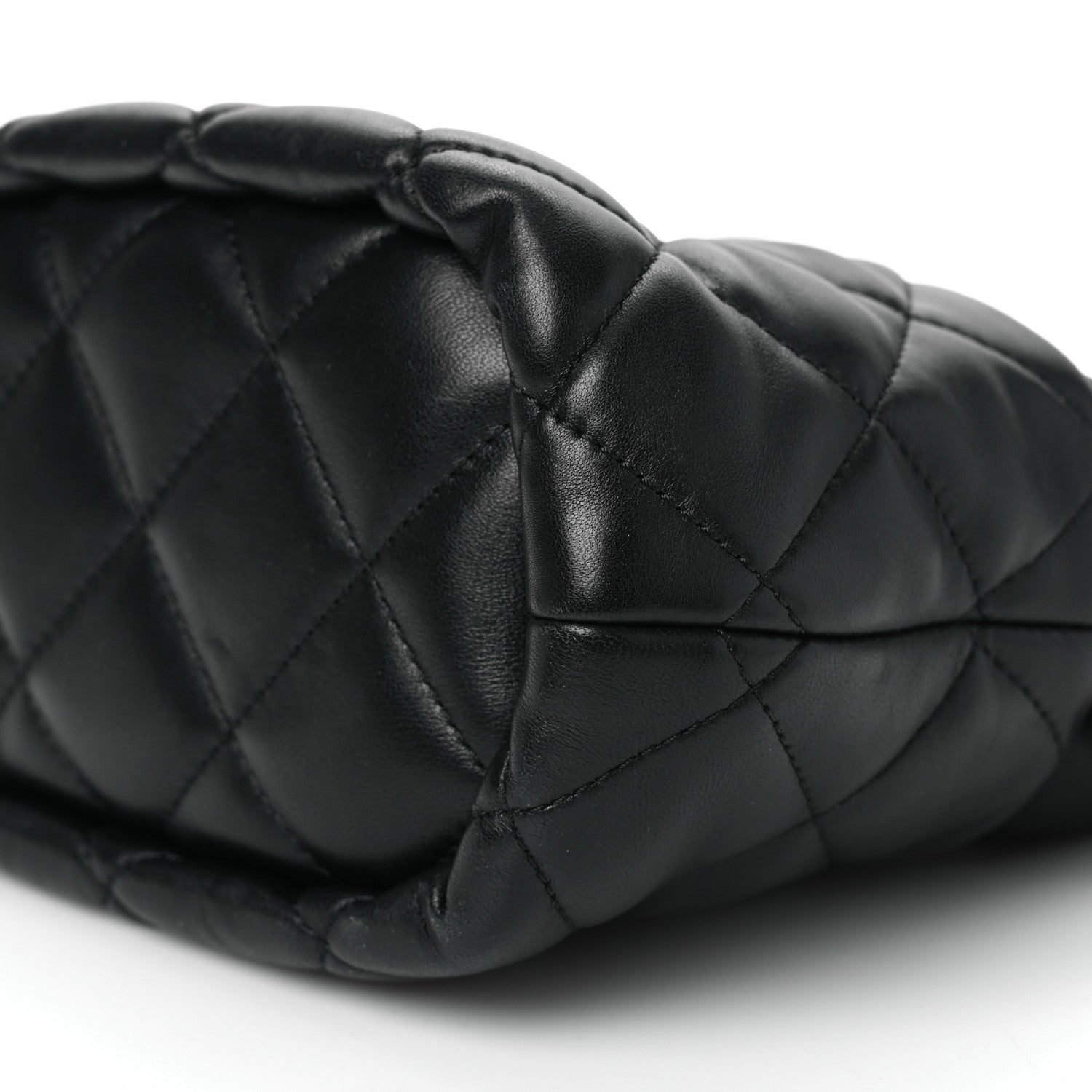 Chanel Lambskin Quilted Pearl Bucket Bag Black 10 of 10