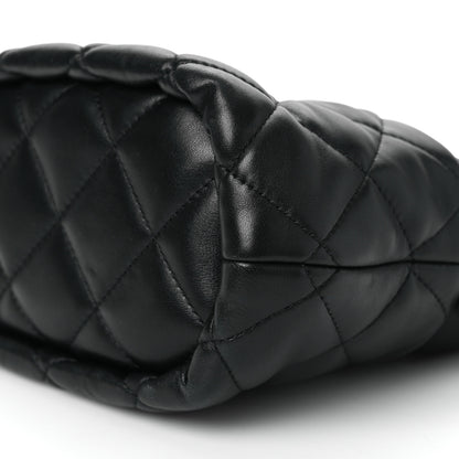 Chanel Lambskin Quilted Pearl Bucket Bag Black 10 of 10