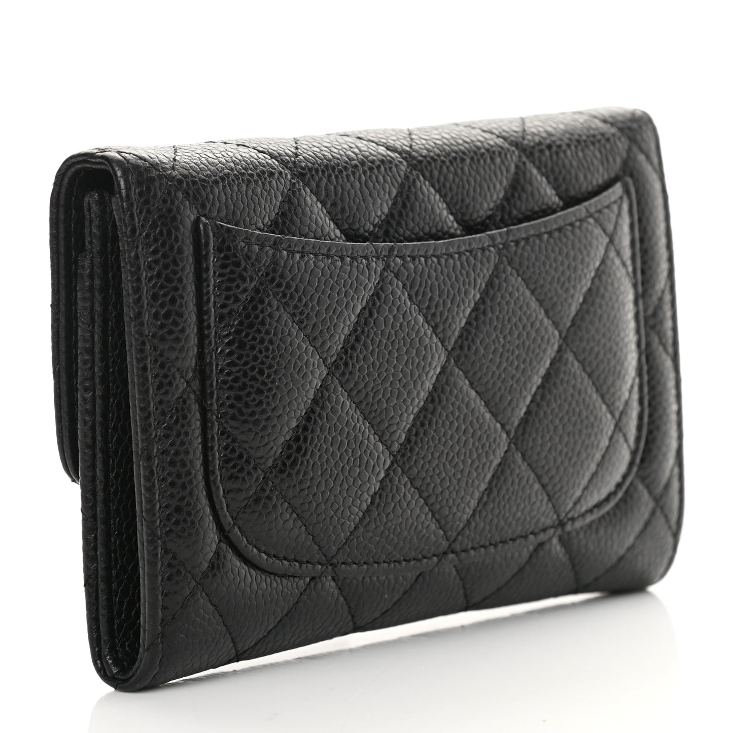 Caviar Quilted Small Flap Wallet Black