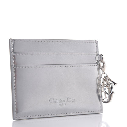 Christian Dior Metallic Patent Micro-Cannage Lady Dior Card Holder Silver 3 of 7