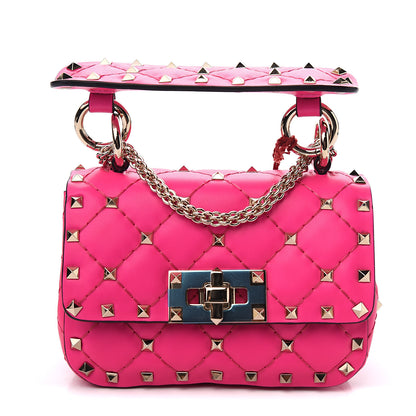 Valentino Garavani Calfskin Micro Rockstud Spike Shoulder Bag Azalea 1 of 7
