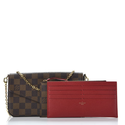 Louis Vuitton Damier Ebene Pochette Felicie Chain Wallet 2 of 11