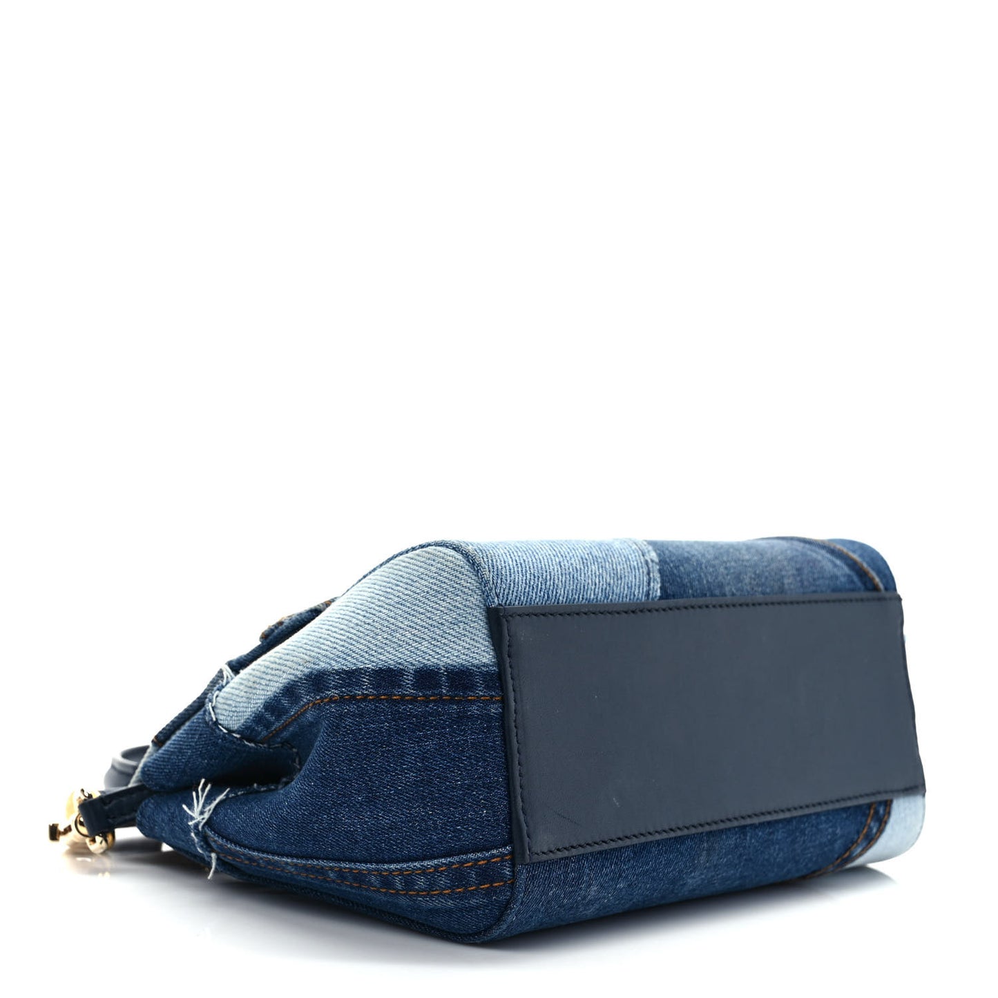 Calfskin Denim Patchwork Medium Miss Sicily Satchel Blue