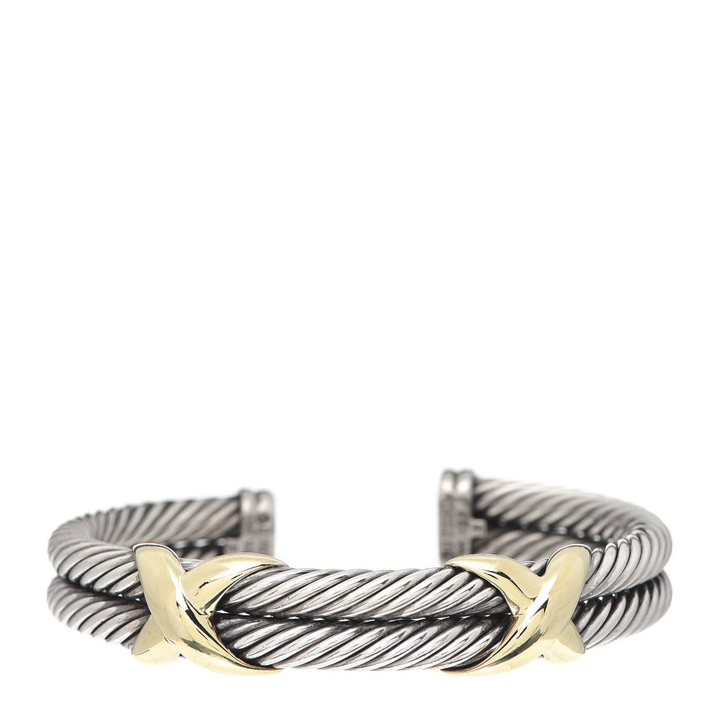 Sterling Silver 14K Yellow Gold 10mm Double X Bracelet