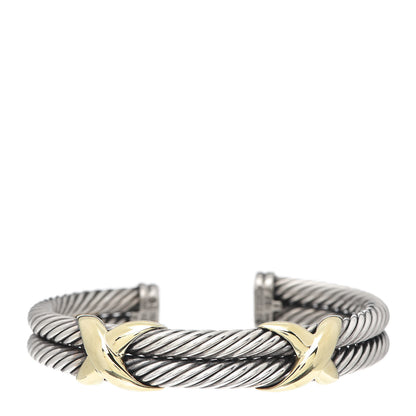 David Yurman Sterling Silver 14K Yellow Gold 10mm Double X Bracelet 1 of 4