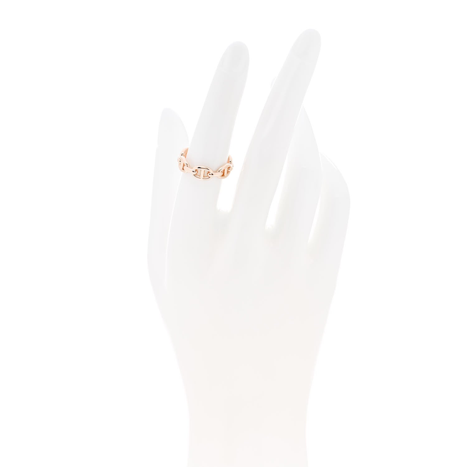 Hermes 18K Rose Gold PM Chaine d'Ancre Enchainee Ring 53 6.5 2 of 7