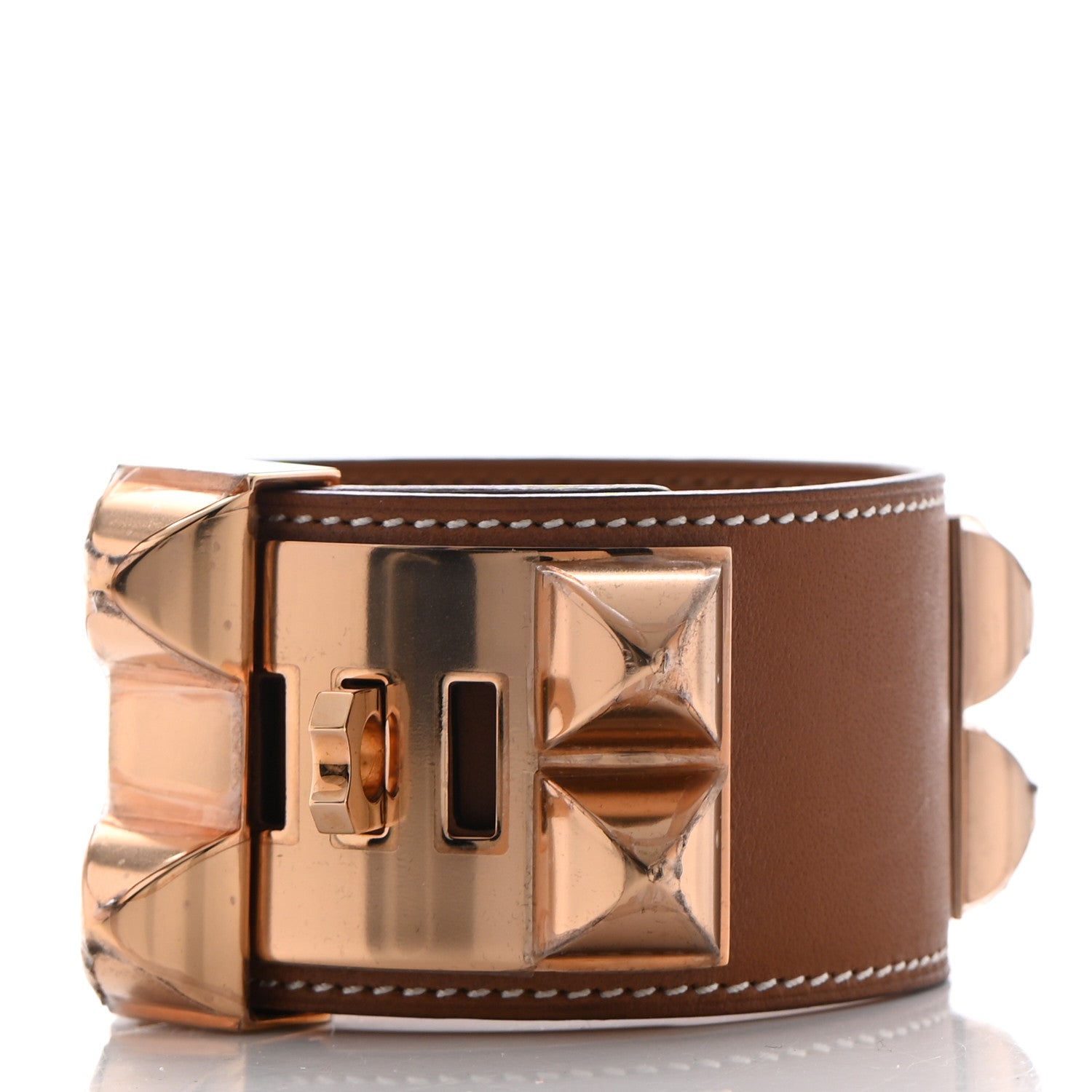 Hermes Barenia Collier De Chien CDC Bracelet L Fauve 3 of 7