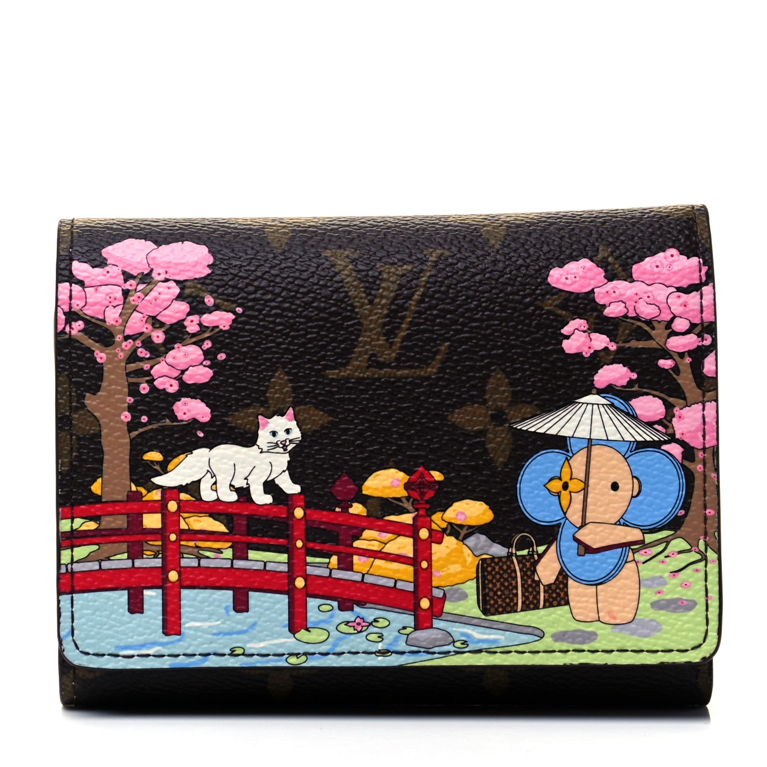 Louis Vuitton Monogram 2021 Christmas Animation Japanese Garden Victorine Wallet Wisteria Pink 1 of 9