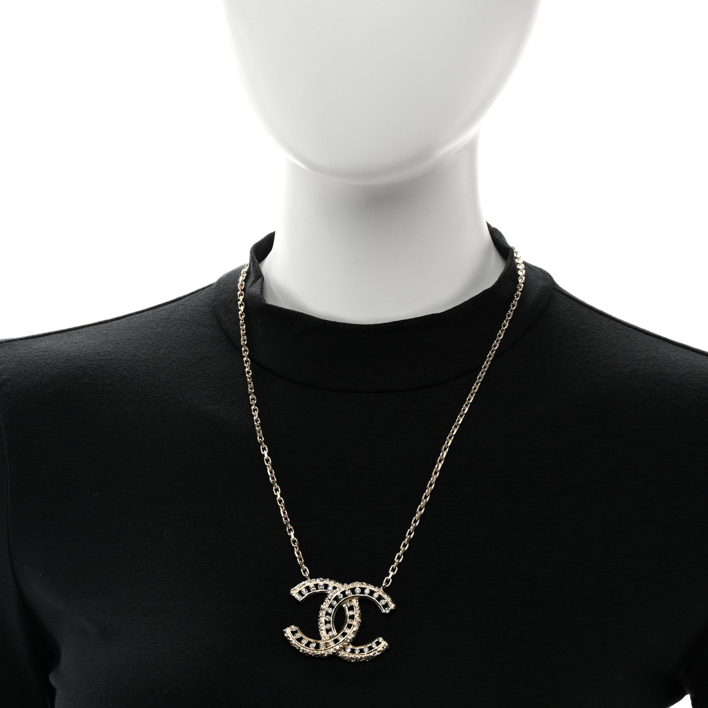 Crystal Textured CC Necklace Gold