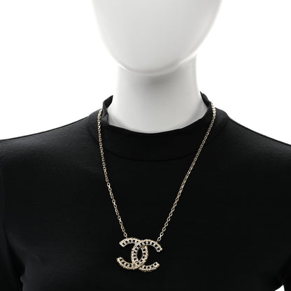 Chanel Crystal Textured CC Necklace Gold 2 of 5