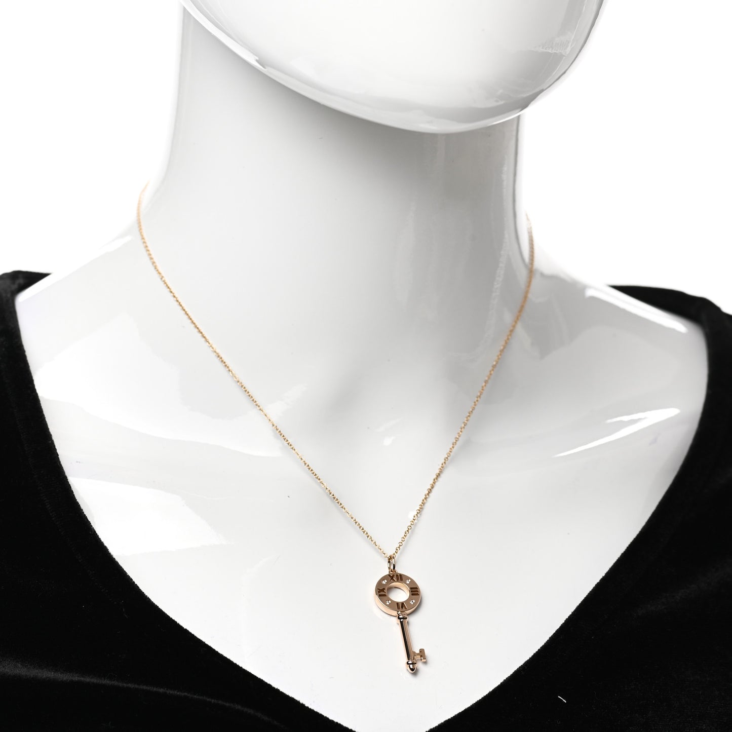 18K Rose Gold Diamond Atlas Pierced Key Pendant Necklace