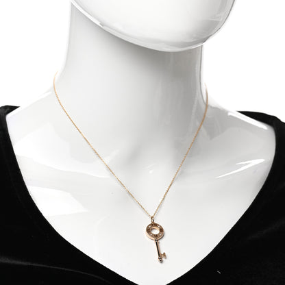 Tiffany 18K Rose Gold Diamond Atlas Pierced Key Pendant Necklace 2 of 6