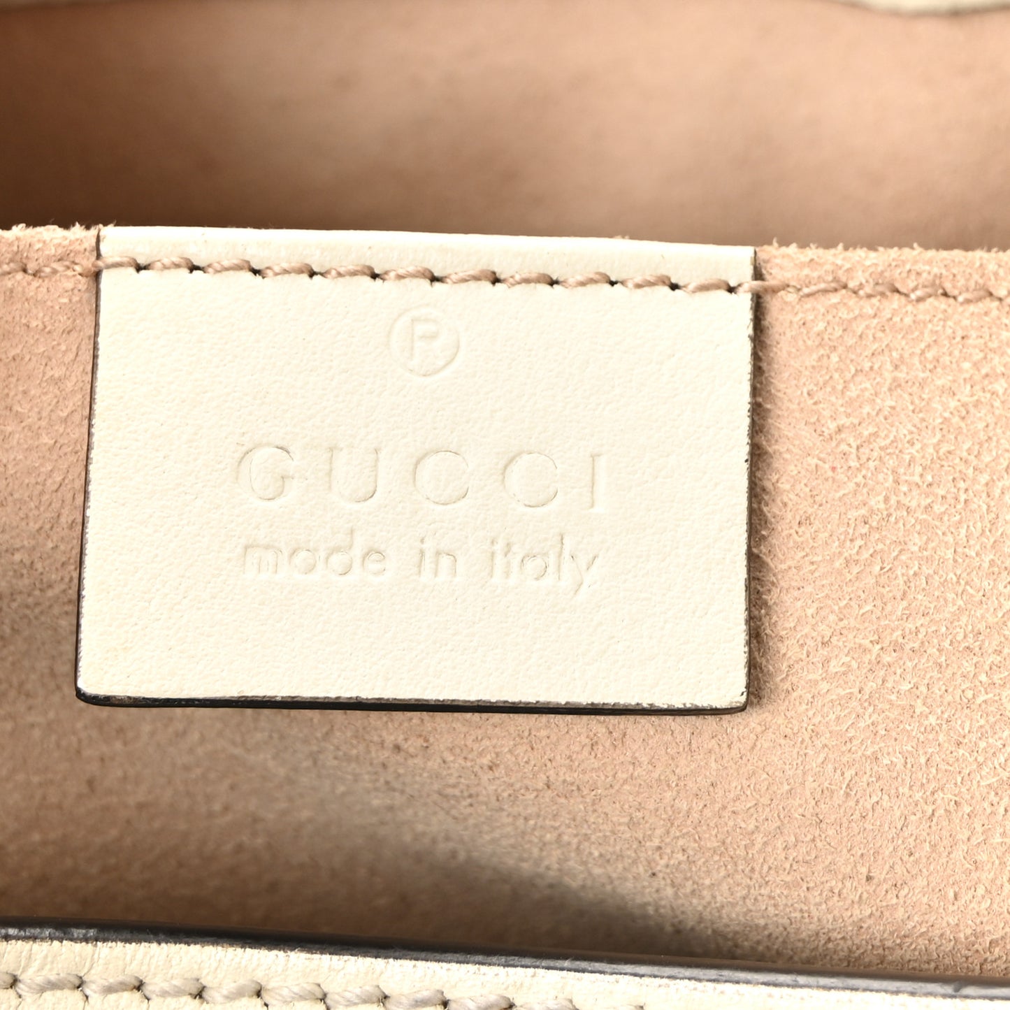 GG Supreme Monogram Moon Calfskin Small Padlock Tote Beige Ebony Mystic White