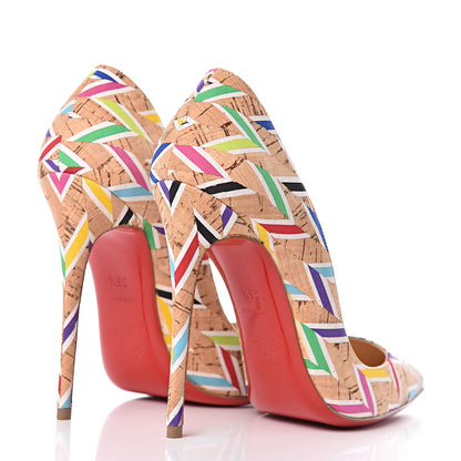 Christian Louboutin Cork Chevron Print So Kate 120 Pumps 35.5 Multicolor 4 of 14